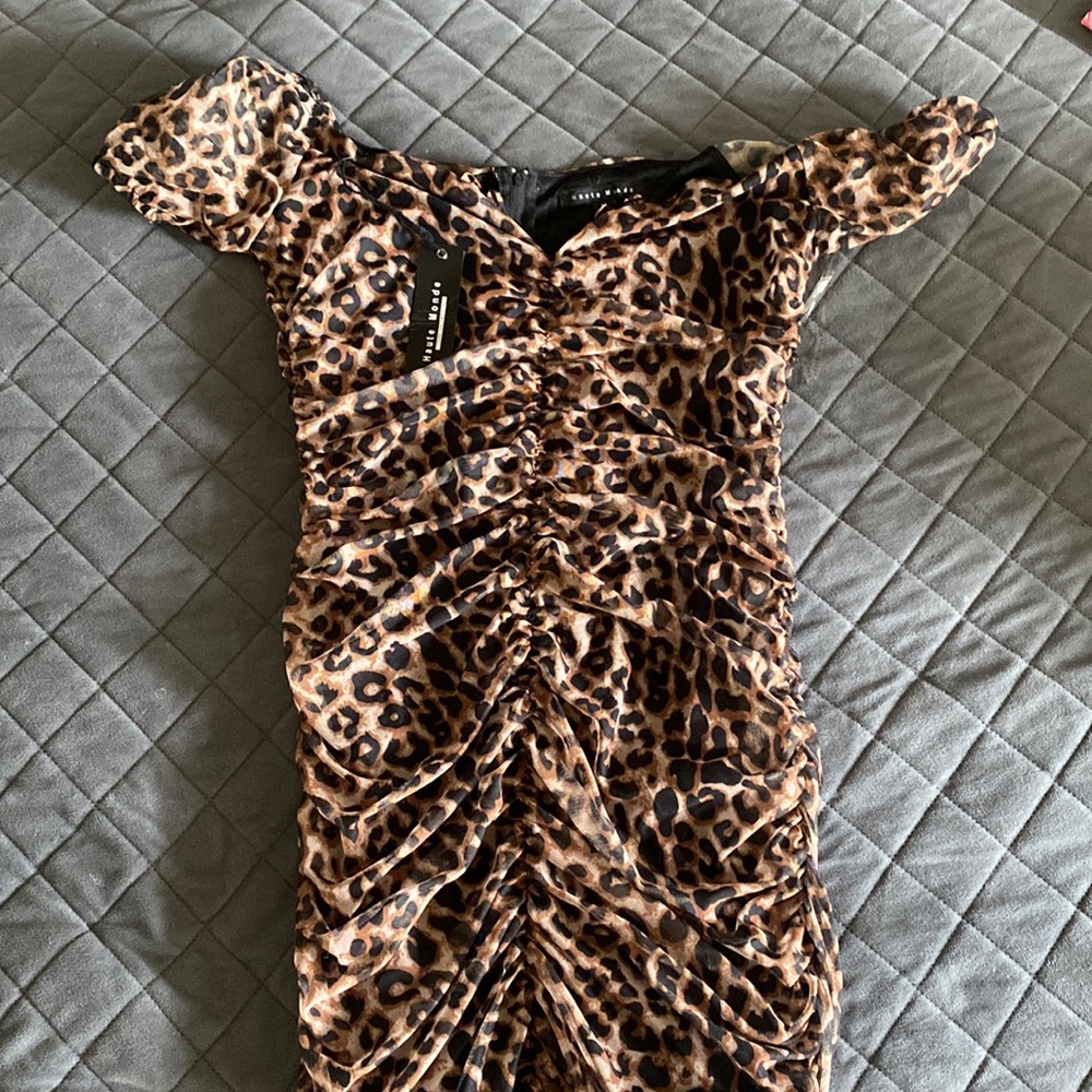Haute Monde Cheetah Ruched Bodycon Dress